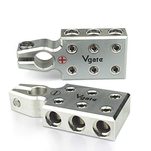 Vgate 6x10 Gauge AWG LeadAcid Battery Terminals Clamp Positive and Negative Pair for Tapered Top Post - Image 1