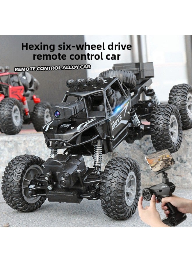 Alloy Remote Control Car High-speed Four-wheel Drive Racing Car Drift Climbing Big Foot Off-road Vehicle Boy Electric Children's Toy Car-Color:Alloy Red 32cm Six-wheel Four-wheel Drive Climbing + El - Image 4