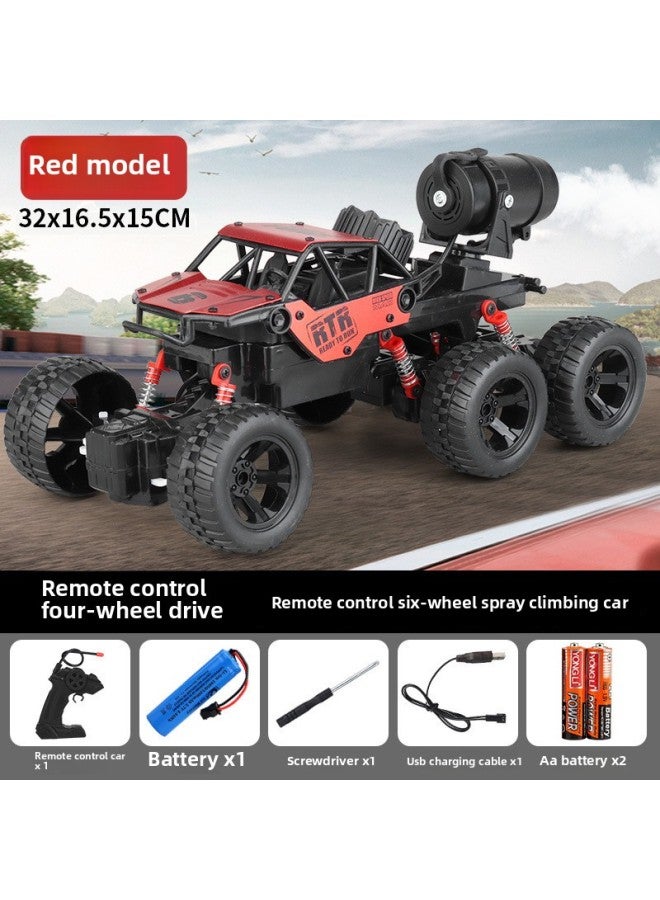 Alloy Remote Control Car High-speed Four-wheel Drive Racing Car Drift Climbing Big Foot Off-road Vehicle Boy Electric Children's Toy Car-Color:Alloy Red 32cm Six-wheel Four-wheel Drive Climbing + El - Image 1