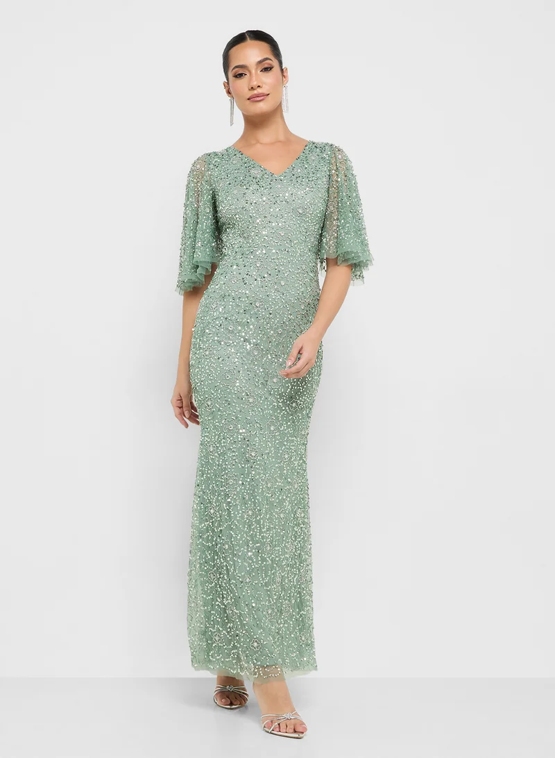 Namshi x Corset Bodice Bead Embellished Dress