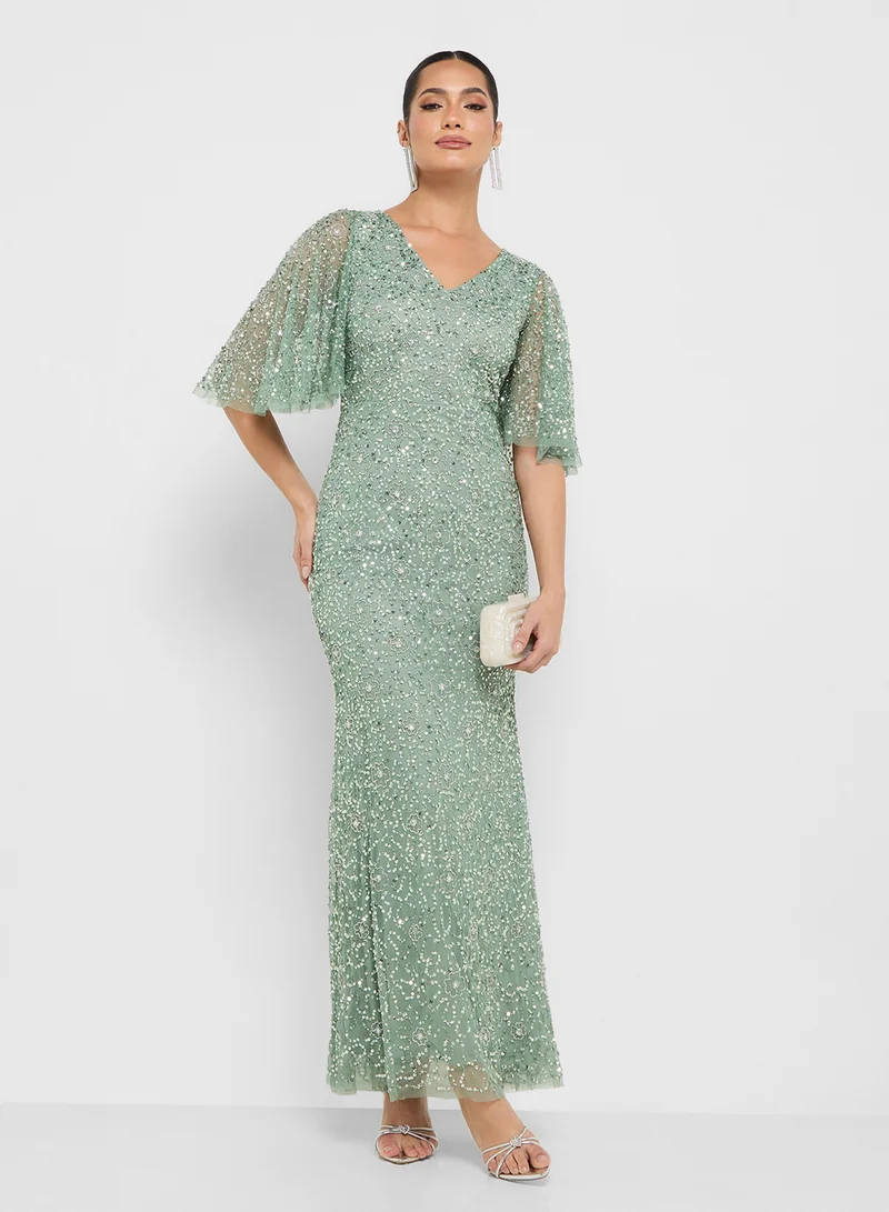 Namshi x Corset Bodice Bead Embellished Dress