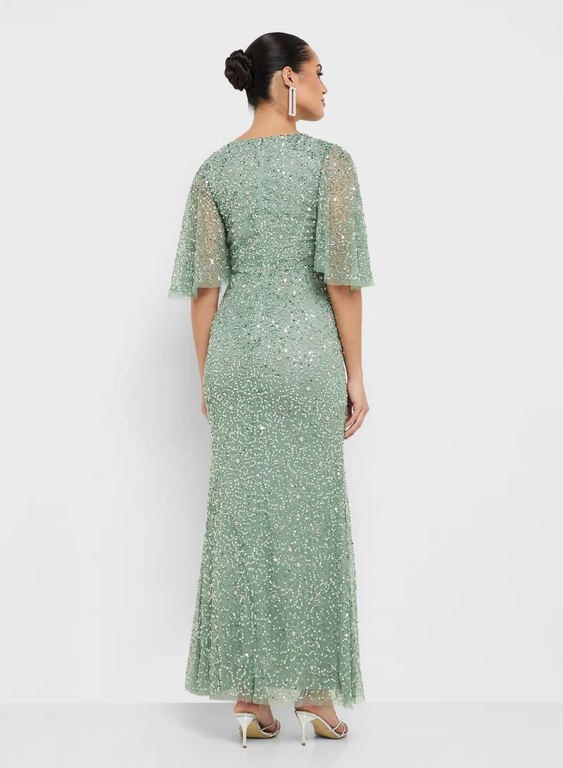 Namshi x Corset Bodice Bead Embellished Dress