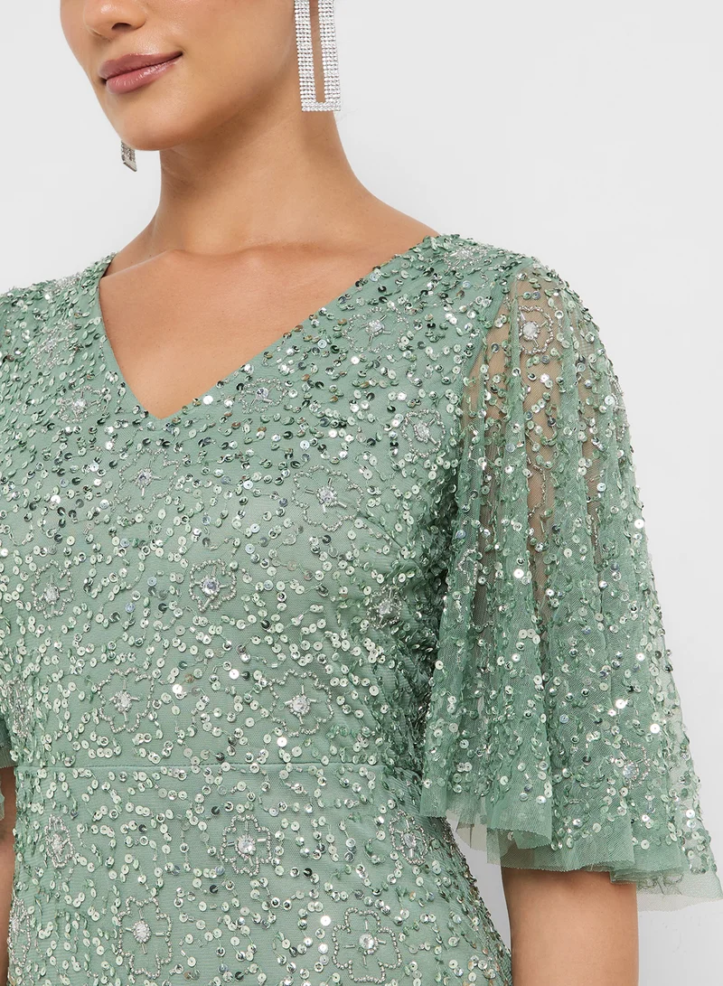 Namshi x Corset Bodice Bead Embellished Dress