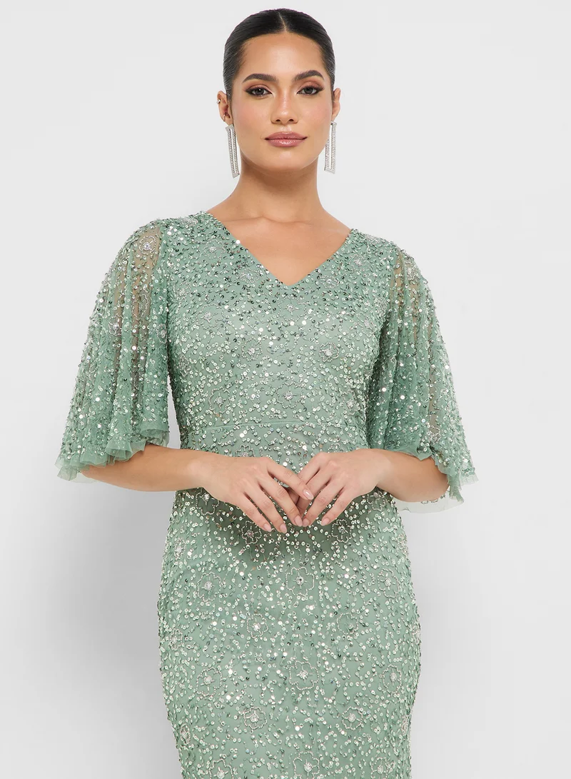 Namshi x Corset Bodice Bead Embellished Dress