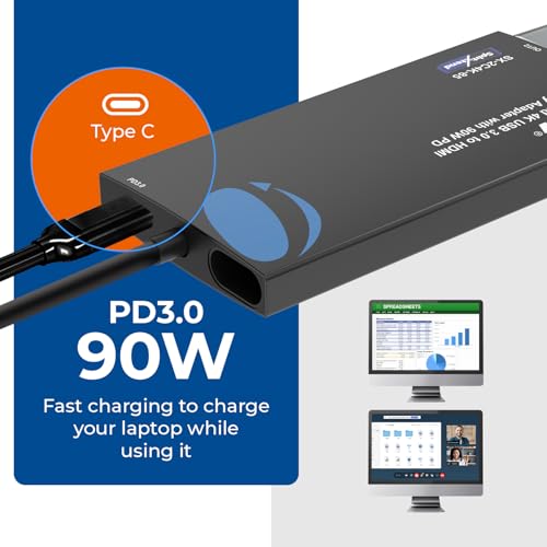 OREI SplitExtend 4K HDMI Splitter Extended Display for Dual Monitor MultiMonitor Display 3 Separate Screens USB A USBC Adapter to HDMI 20 4K60hz 90W PD Charger DisplayLink MacOS Windows - Image 3