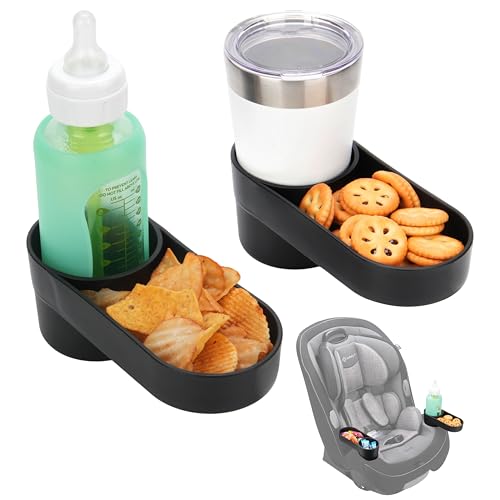 Viotiin 2PCS Child Car Seat Snack Tray with Cup Holder for Safety 1st EverFit Grow and Go AllinOne Slim Convertible Car Seat Car Seat Cup Holder Replacement Dishwasher Safe Black - Image 1