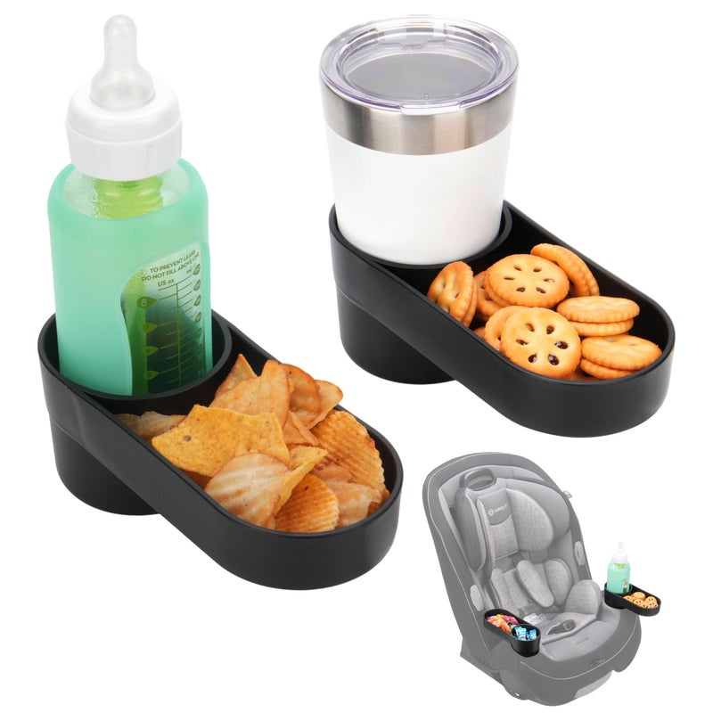 Viotiin 2PCS Child Car Seat Snack Tray with Cup Holder for Safety 1st EverFit Grow and Go AllinOne Slim Convertible Car Seat Car Seat Cup Holder Replacement Dishwasher Safe Black - Image 2