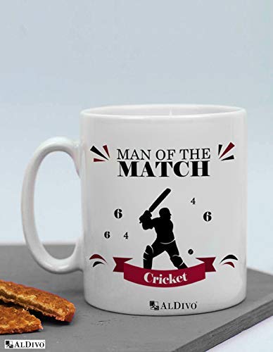 ALDIVO ALDIVO Combo Gift Pack for Cricket 12 x 12inch Printed Satin Cushion Cover with Filler Printed Mug and Printed Key Ring White - Image 4