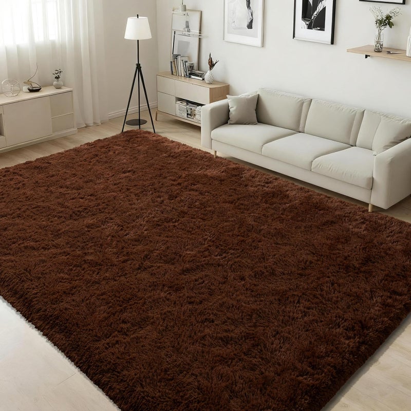 ISEAU Fluffy Rug Carpets Soft Shaggy Area Rug Indoor Floor Mats for Kids Room Fuzzy Carpet Comfy Cute Nursery Rug Bedside Mat for Boys Girls Bedroom Living Room Home Decor 4ft x 6ftBrown