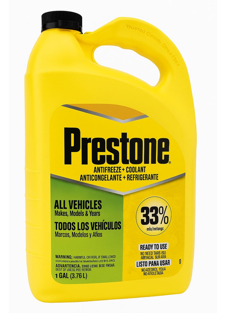 Prestone Prestone Antifreeze + Coolant – 33% Ready-to-Use Formula – 1 Gallon (3.78L)  - Image 1