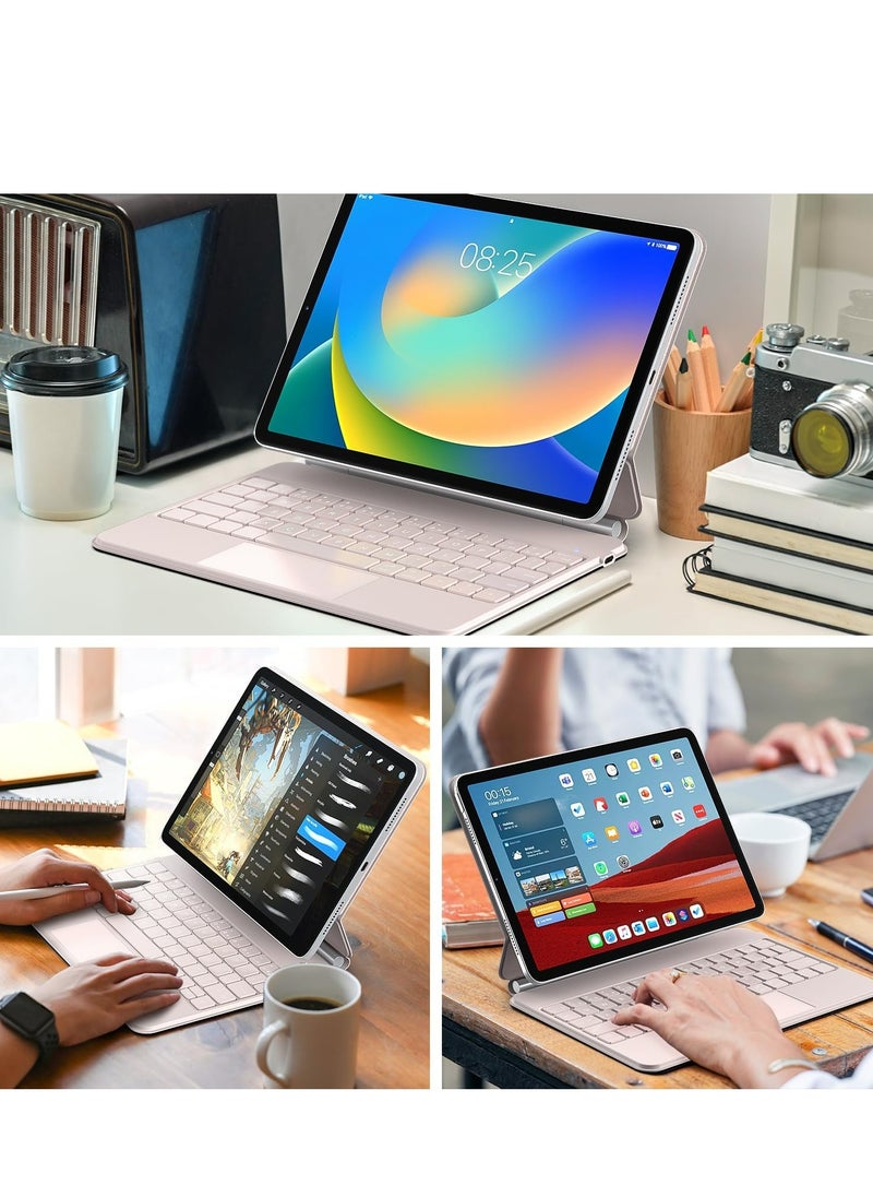Generic - ipad keyboard Arabic and English Keyboard Case for iPad Air 11-inch (M2) & iPad Pro 11 inch (1st/2nd/3rd/4th Generation) – Magic-Style Magnetic Keyboard Case with Multi-Touch Trackpad Compatible with 10.9” iPad Air 4th/5th Gen. - Image 1