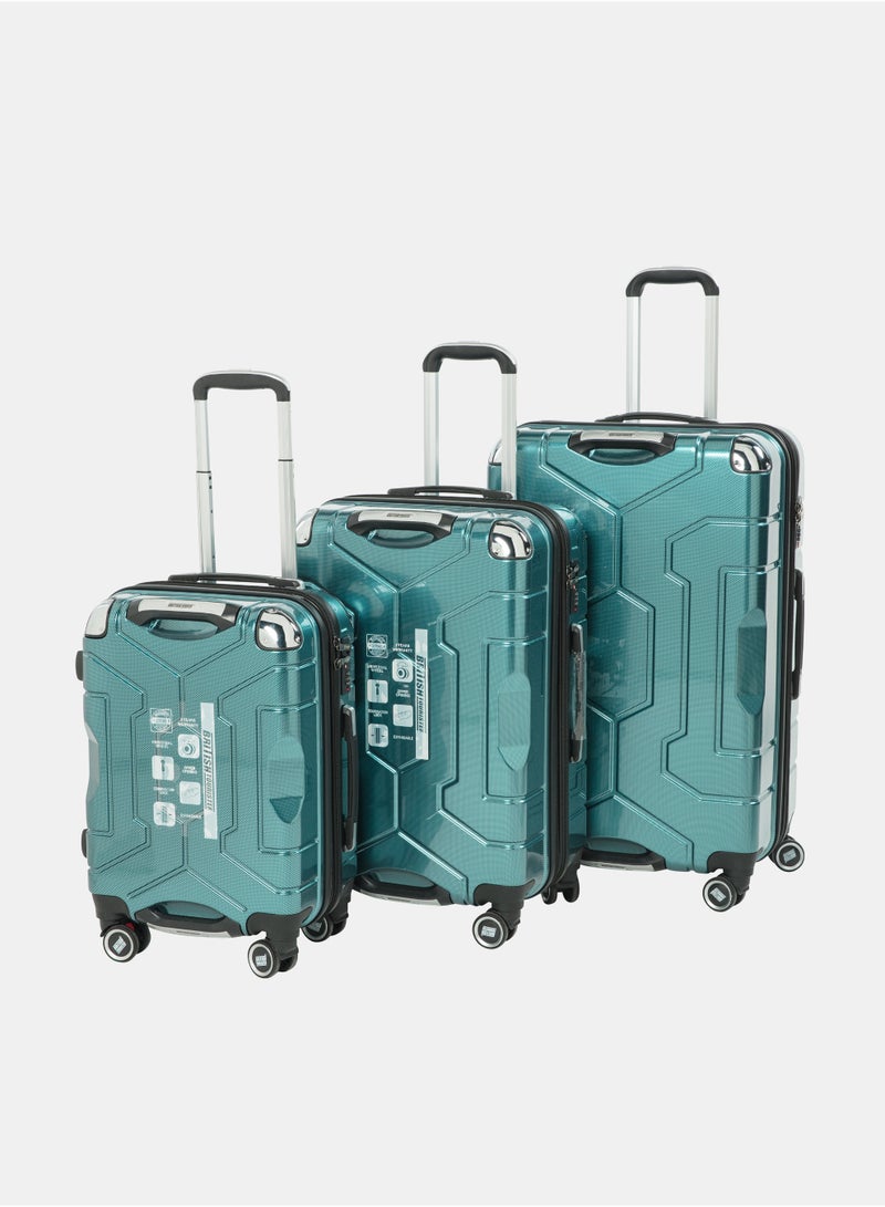 السياحية البريطانية مجموعة حقائب سفر بريتيش توريستر المصنوعة من مادة ABS الصلبة، مكونة من 3 قطع (20/24/28 بوصة) مع طبقة قابلة للتمدد - حقائب سفر خفيفة الوزن بعجلات دوارة، وحقيبة سفر من الألومنيوم - مجموعة حقائب سفر بعجلات - Image 1