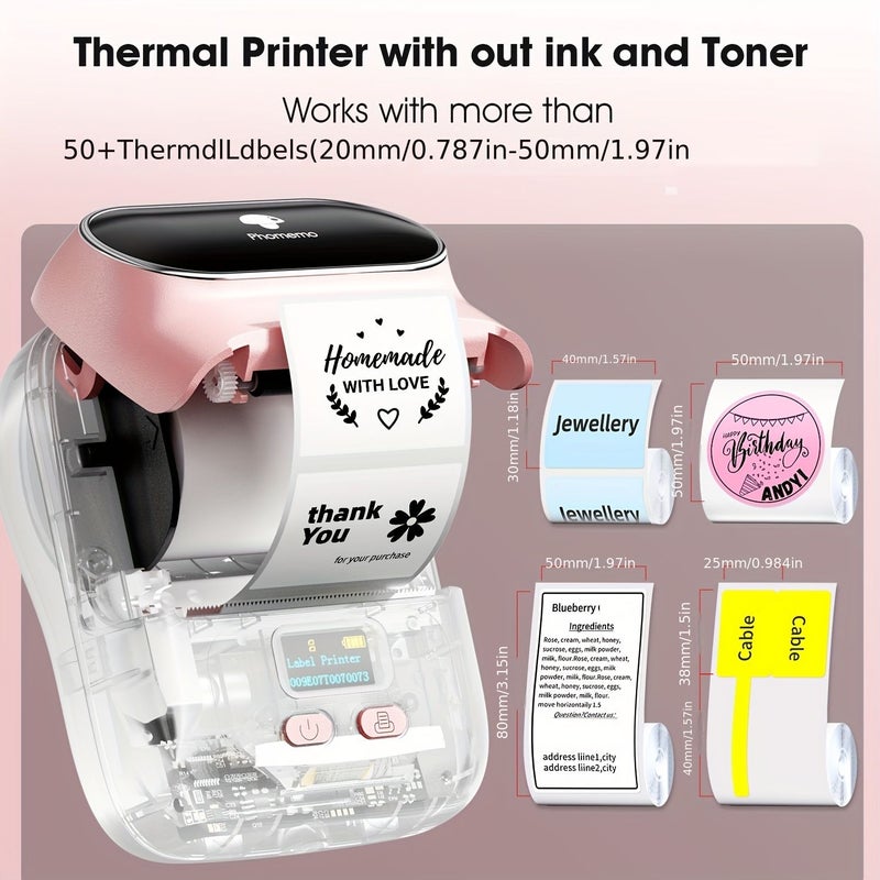White Phomemo M110 Label Maker Thermal Printer for Home and Small Business Use Compatible with Phones PC - Image 4