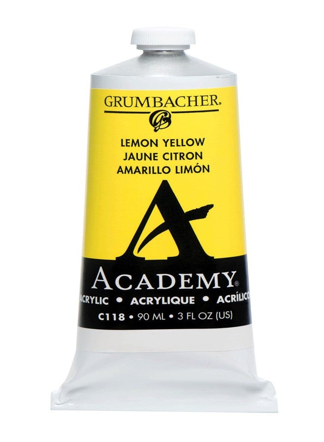 Grumbacher Academy Acrylic Paint, Gloss, 90ml/3 oz Metal Tube, Lemon Yellow - Image 1
