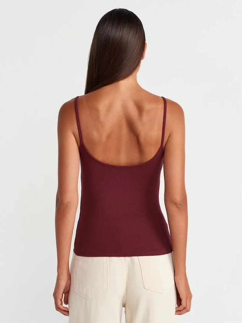 ديلفين Dilvin Ribbed Sleeveless Slim Fit Blouse