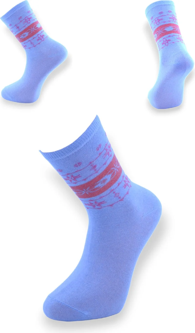 Esinti Women's Socket Colorful Patterned Long Thin Cotton Socks 5 Pieces