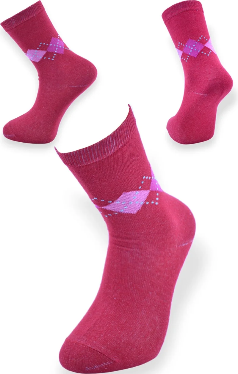 Esinti Women's Socket Colorful Patterned Long Thin Cotton Socks 5 Pieces