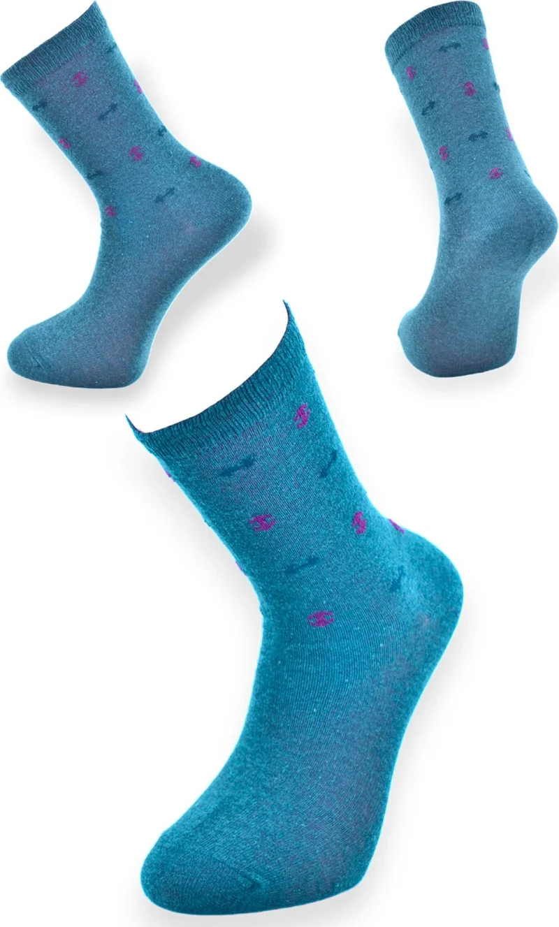 Esinti Women's Socket Colorful Patterned Long Thin Cotton Socks 5 Pieces