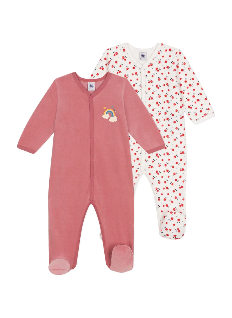 Petit Bateau Babies' velour pyjamas - 2-pack