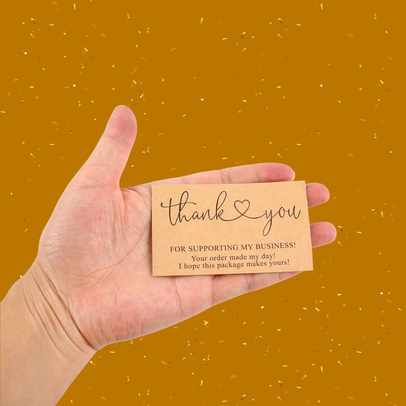 Vagocom 200Pcs Brown Thank You for Supporting My Business Cards,2 x 3.5 Inches / 9 x 5 cm Small Bulk Customer Appreciation Card for Small Business Packaging Supplies - Image 3
