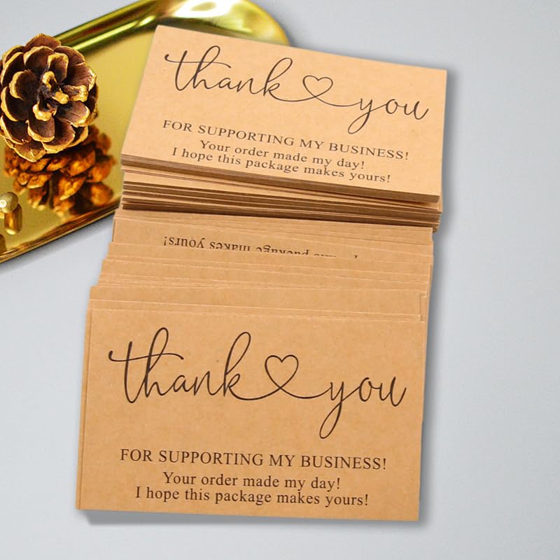 Vagocom 200Pcs Brown Thank You for Supporting My Business Cards,2 x 3.5 Inches / 9 x 5 cm Small Bulk Customer Appreciation Card for Small Business Packaging Supplies - Image 5