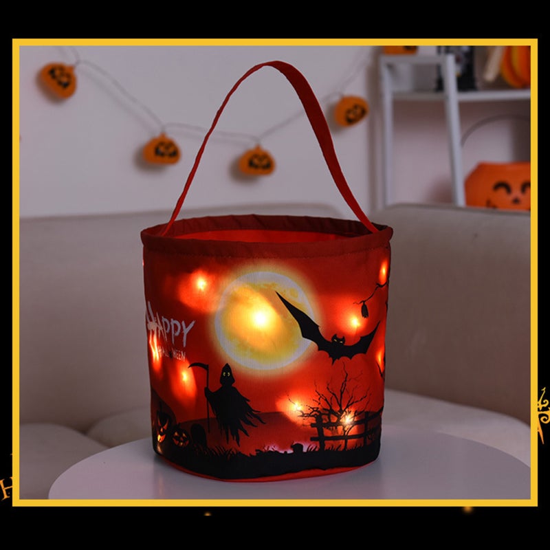 LED Light Up Halloween Bucket Halloween Tote Bags With handle 3 Light Modes Reusable Halloween Candy Bags Gift Bags for Children Halloween Themed Party - Image 4