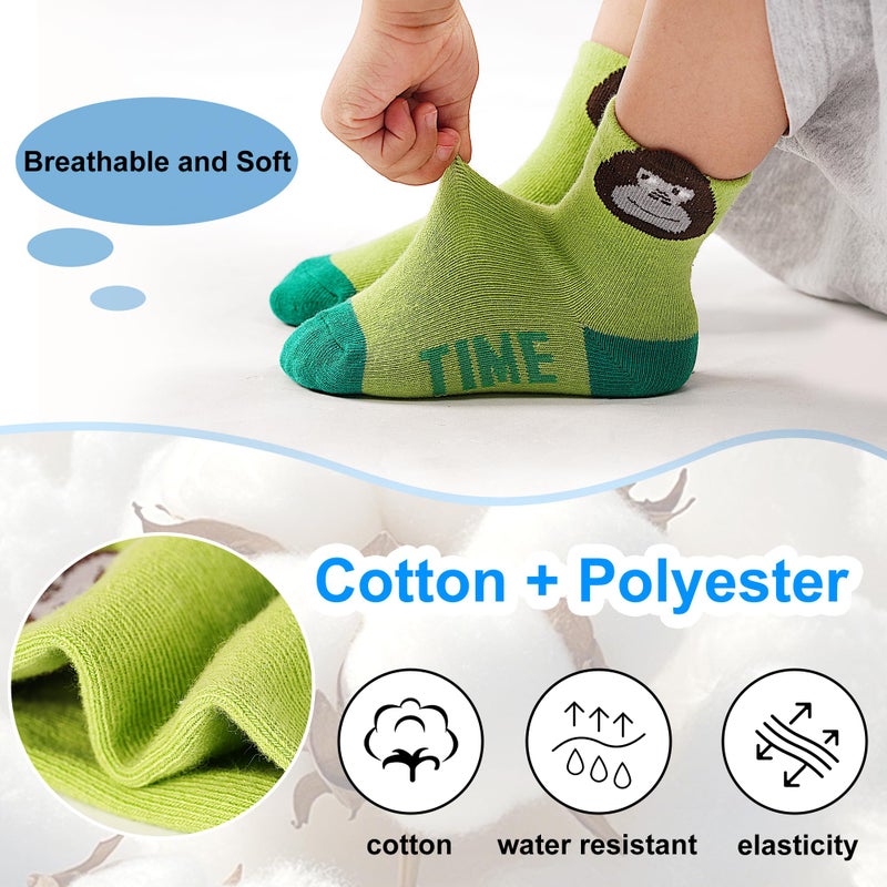Tphon Toddler Baby Non Slip Socks Infant Anti Skid Socks with Grips 12 Pairs Crew Sock for 3-5 Years Kids Boys Girls - Image 3