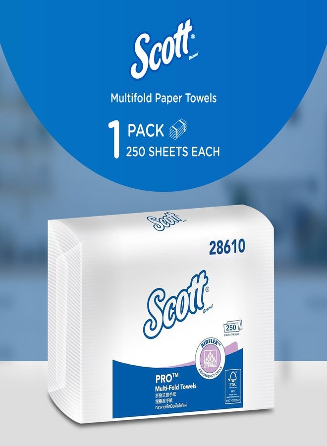 سكوت مناديل ورقية متعددة الطيات من سكوت 28610 - عبوة واحدة × 250 ورقة (لون أبيض - مقاس الورقة 24 سم × 23.1 سم) - Image 2