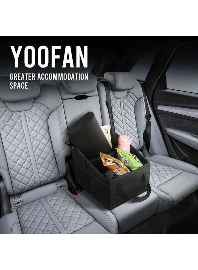 YOOFAN منظم مقعد السيارة YOOFAN منظم مقعد الراكب منظم تخزين صغير قابل للطي لمقعد السيارة لمنطقة الكونسول الأمامية والخلفية منظم المقعد الخلفي للسيارة مع حزام 4 حوامل أكواب لملحقات الأطفال - Image 5