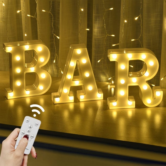 LED MARQUEE LETTERS LIGHTS BAR SIGN LETTER LAMP FOR BAR PUB HOME PARTY WEDDING DECORATION BATTERY POWERED CHRISTMAS LAMP HOME BAR DECORATION