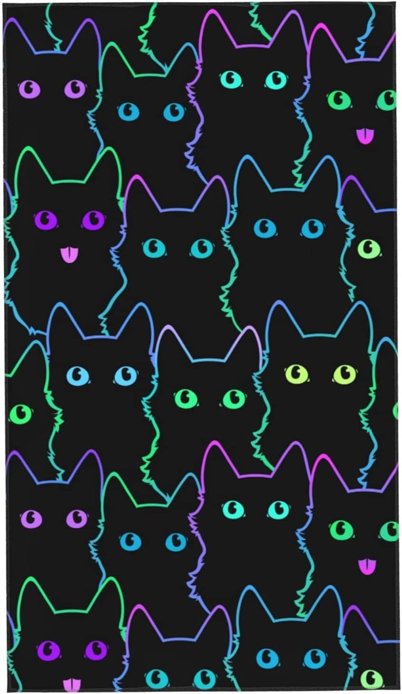 Perinsto Cute Cats Pattern Hand Towel Decorative Fingertip Towels Multipurpose for Bathroom Kitchen Gym and Spa, 27.5" X 15.7 - Image 1