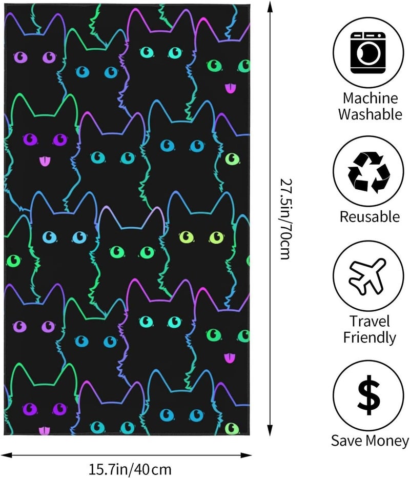 Perinsto Cute Cats Pattern Hand Towel Decorative Fingertip Towels Multipurpose for Bathroom Kitchen Gym and Spa, 27.5" X 15.7 - Image 4