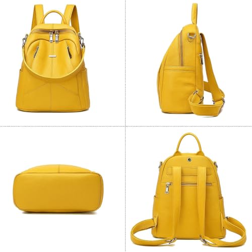 TrueArch Anti-Theft Cross Leather Backpack & Purse for Women | Shoulder Bag for Women and Girls | College Bag for Girls | Multipurpose Travel Bag | Durable | Convertible (Yellow) - Image 3