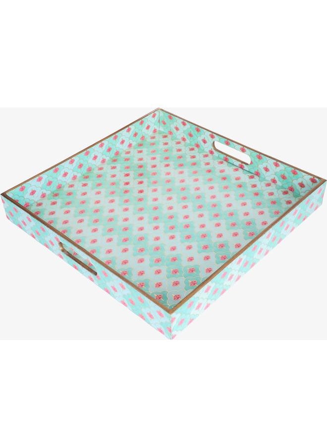 Alsaif Wooden Serving Topper 2 X 15 X 15 Cm Rectangular Engraved Light Green  - Image 2