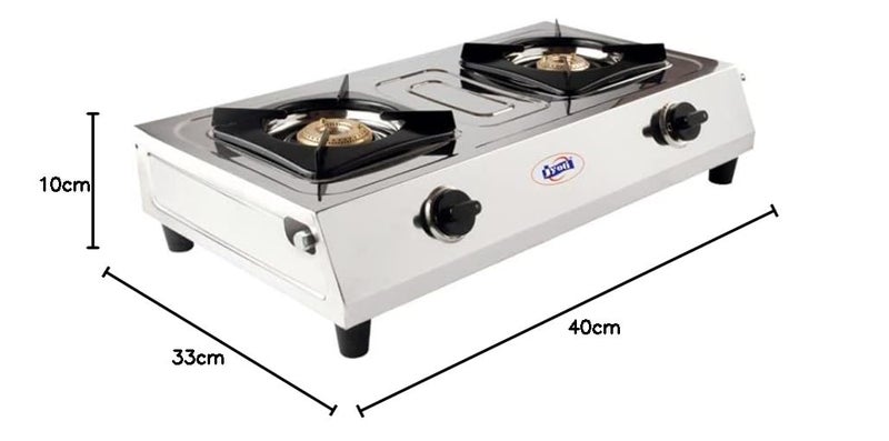 Jyoti 2 Burner Stainless Steel Top Gas Stove Jyoti 203 SS Non Auto - Image 4