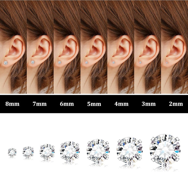 Fansilver 20G Hypoallergenic Flat Back Earrings for Women Men Silver 14K Gold Stainless Steel Stud Earrings Brithstone Cubic Zirconia Studs Surgical Steel Cartilage Earrings for Sensitive Ears - Image 2