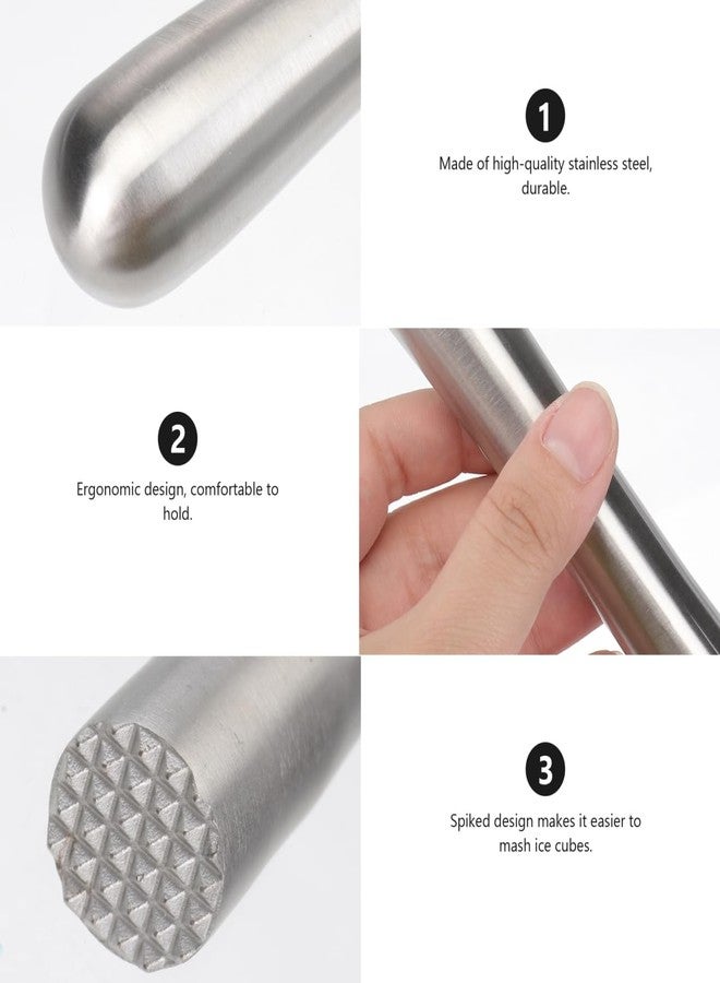 HAKIDZEL Muddler for Cocktails Stainless Steel Fruit Crusher Long Handle Bar Tools Smasher for Home Making Drinks 7.2Inch - Image 4