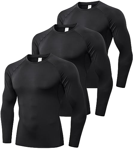SPVISE Black Compression Shirt Men Long Sleeve Rash Guard Athletic Undershirt Gear T Shirt for Running Football Basketball - Image 1