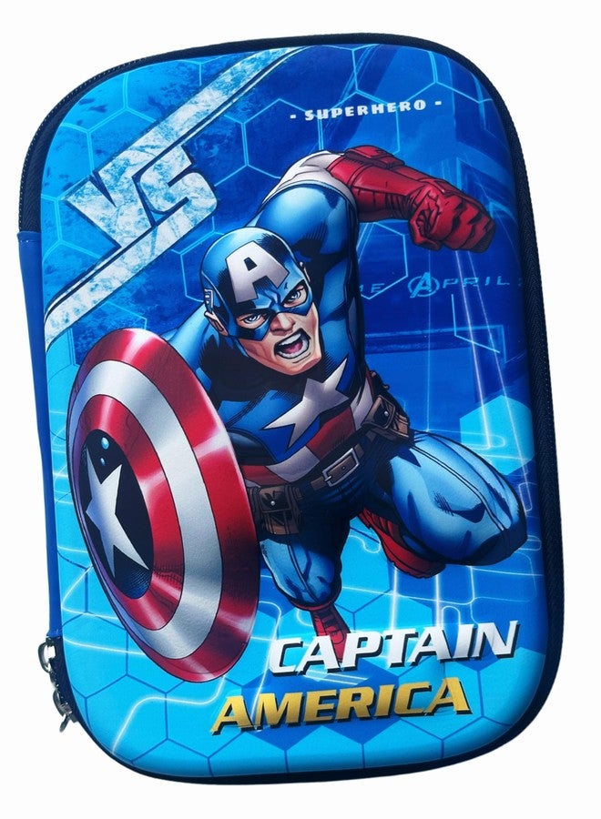 MSGH Design 7D Big Size Multipurpose Hardtop Pencil Pouch for Boys & Grils (Captain) - Image 1