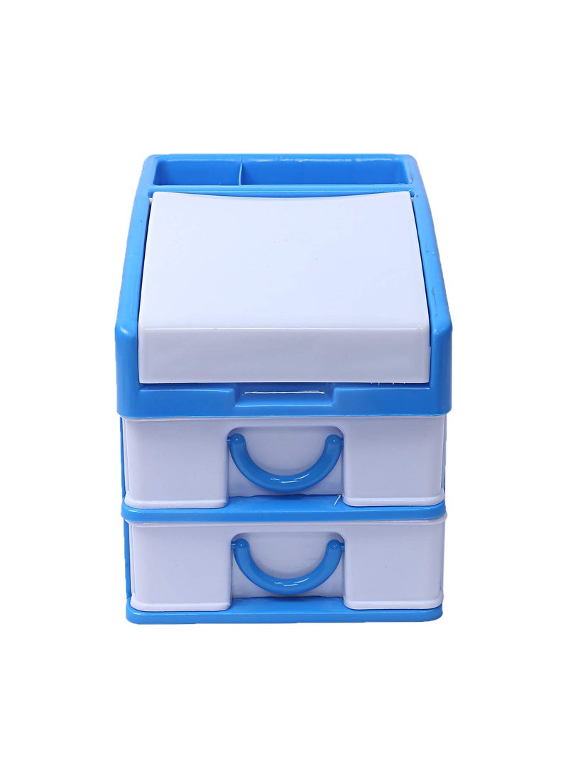 Kuber Industries Kuber Industries Plastic Three Layer Drawer Storage Cabinet Box BlueCTKTC025118  - Image 1