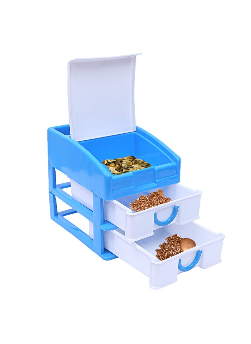 Kuber Industries Kuber Industries Plastic Three Layer Drawer Storage Cabinet Box BlueCTKTC025118  - Image 3