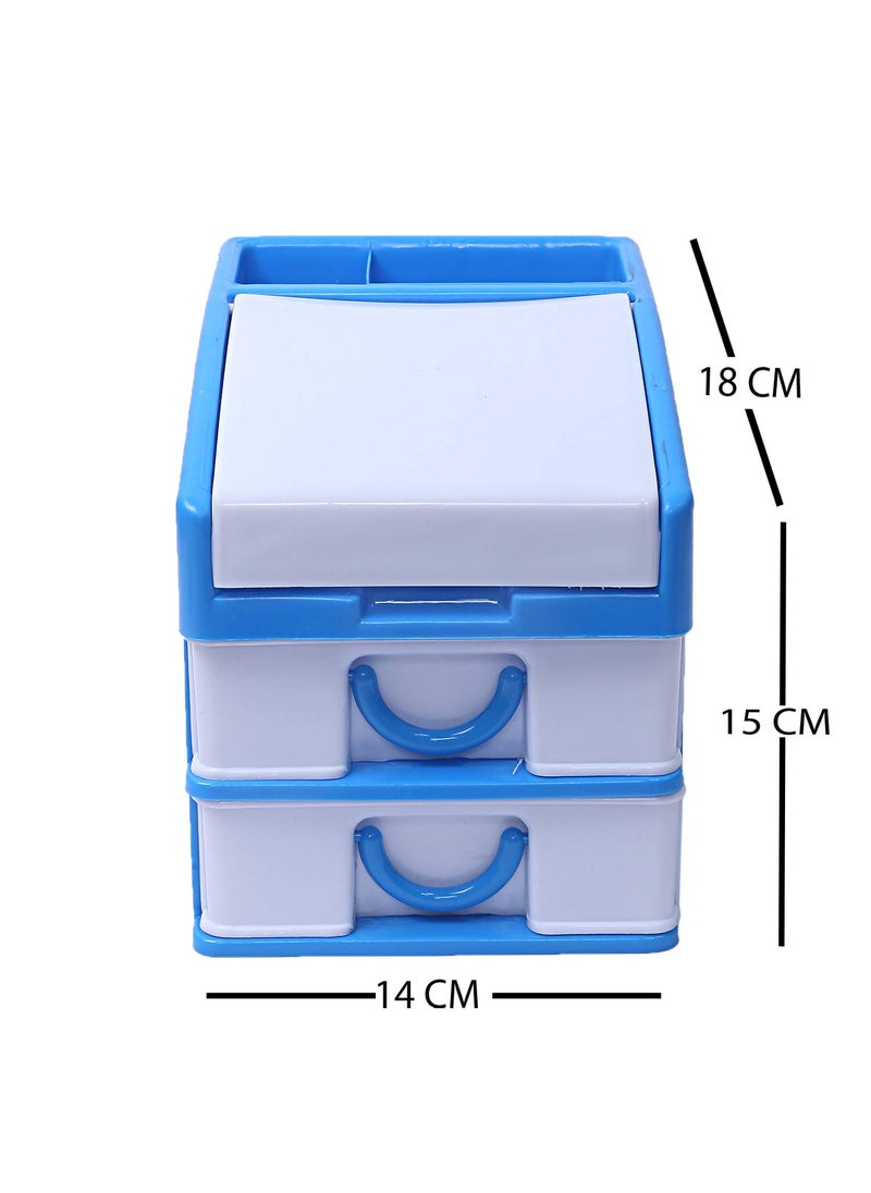 Kuber Industries Kuber Industries Plastic Three Layer Drawer Storage Cabinet Box BlueCTKTC025118  - Image 2