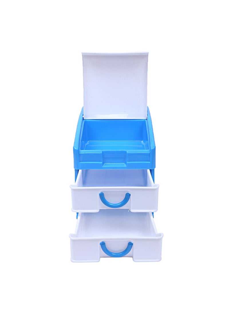 Kuber Industries Kuber Industries Plastic Three Layer Drawer Storage Cabinet Box BlueCTKTC025118  - Image 4