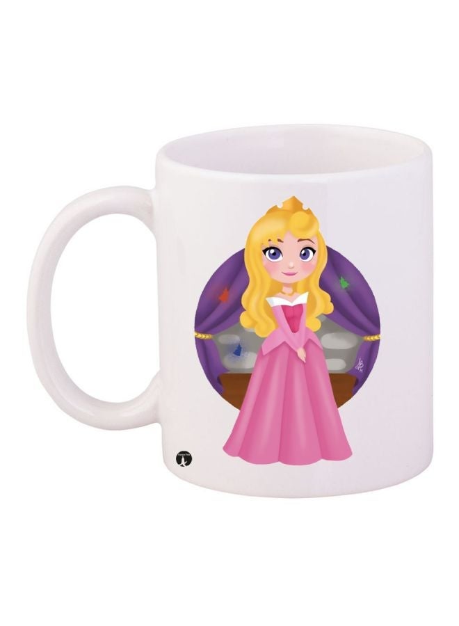 RYN Princess Aurora Printed Coffee Mug White/Pink/Purple 11ounce