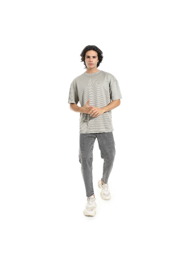 Caesar Men's plain T-shirt, biscuit fabric, round neck - Image 1