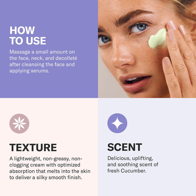 ODACITE Hydrating Face Moisturizer - Green Smoothie Quenching Creme, Face Cream - Moisture Locking Face Cream is Lightweight & Non-Greasy - Cucumber & Apple for Visibly Plump, Soothed & Hydrated Skin - Image 5