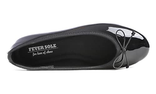 FEVERSOLE Women's Macaroon Colorful Memory Foam Cushion Insock Patent Ballet Flat Black Size 9 M US - Image 2