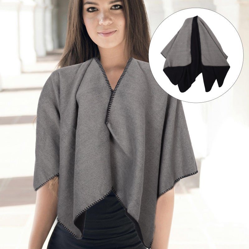Nordic Style Faux Double-Sided Shawl Decorative Scarf Simple Poncho Warm Thickened Shawl For Women Multi-Functional Wrap For Winter Boho Poncho - Image 1