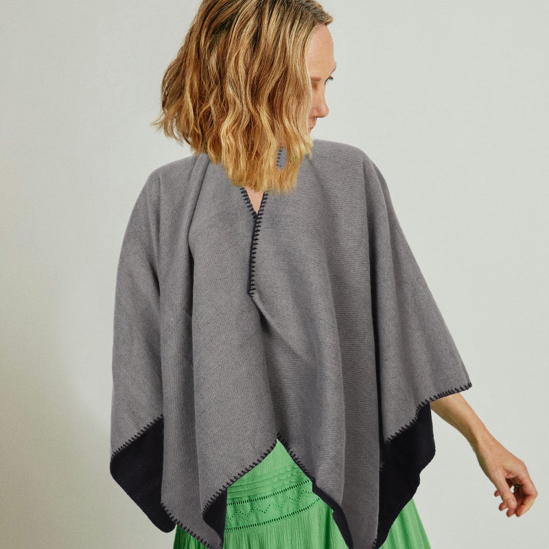 Nordic Style Faux Double-Sided Shawl Decorative Scarf Simple Poncho Warm Thickened Shawl For Women Multi-Functional Wrap For Winter Boho Poncho - Image 4