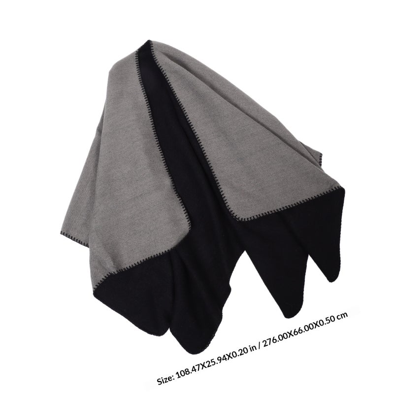 Nordic Style Faux Double-Sided Shawl Decorative Scarf Simple Poncho Warm Thickened Shawl For Women Multi-Functional Wrap For Winter Boho Poncho - Image 2